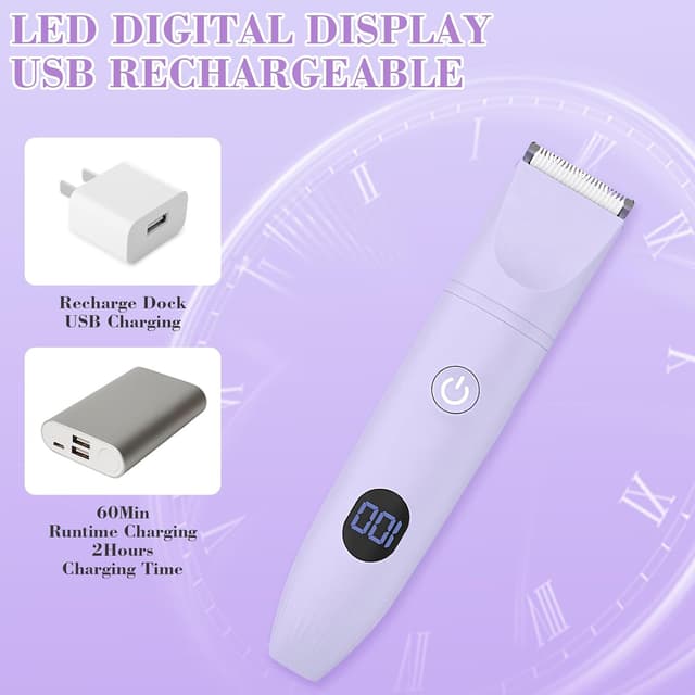 Detalle 2 de MIFXIN New 3-in-1 Women’s Electric Shaver (IPX6 Wet & Dry) – Bikini Trimmer, Lady Shaver & Epilator for Sensitive Areas (Purple)