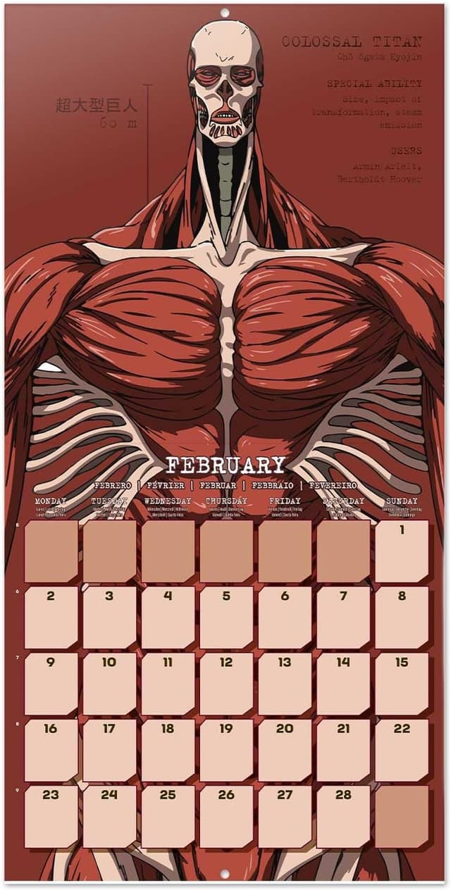 Thumbnail 4 de Grupo Erik Calendario 2026 Attack on Titan mensile 30x30 cm 📅