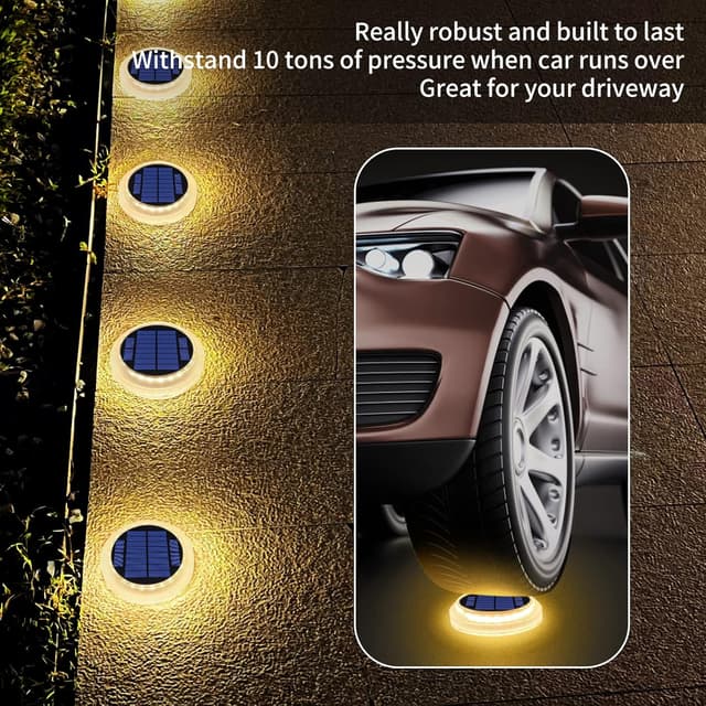 Detalle 2 de YiLaie Solar Decking Lights (Solar Step Ground Lights) – 4 Pack, IP68 Waterproof, Warm White