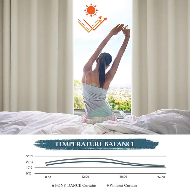 Thumbnail 2 de PONY DANCE Blickdichte Gardinen 210x132 Hellbeige