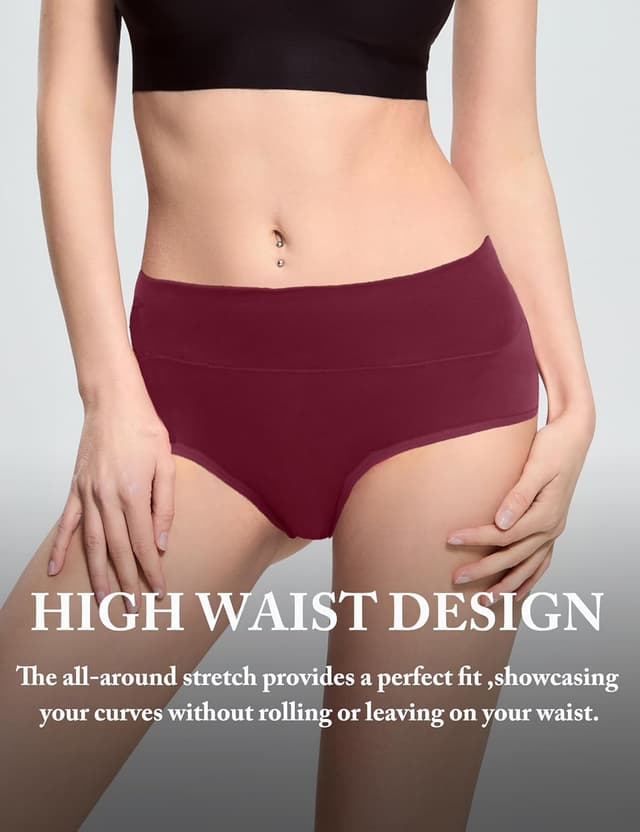 Detalle de Coswind lot de 5 culottes femme en coton taille haute anti-transpiration