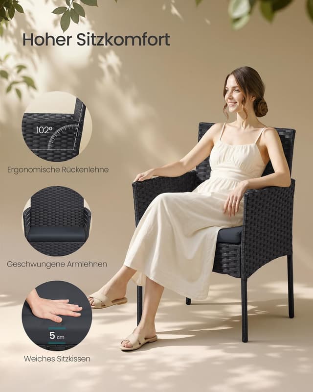 Thumbnail 3 de SONGMICS Gartenmöbel-Set 4-teilig mit PE-Polyrattan