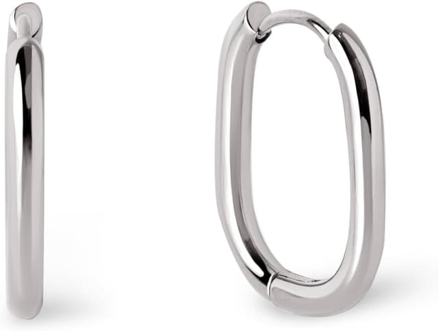 Detalle de SINGULARU Aro Bossa Ovalado, acero — cierre click 💍