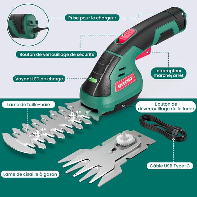 Detalle de HYECHO Taille Haie sans Fil 2 en 1