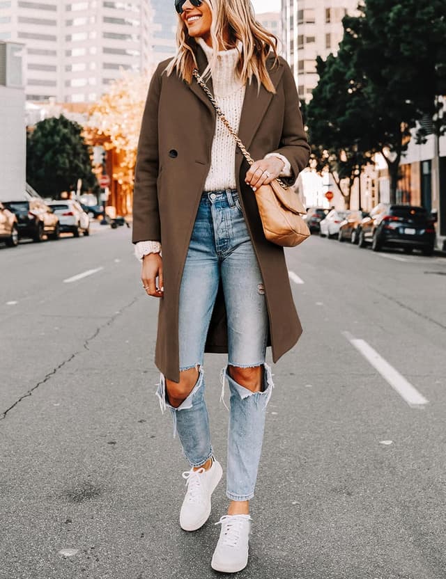 Detalle 2 de Tanming Wool Blend Pea Coat Knee Length