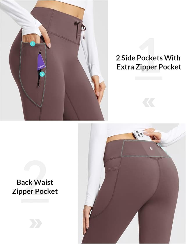 Detalle 2 de baleaf Women’s Thermal Flared Leggings Fleece Lined Yoga Pants with 4 Pockets