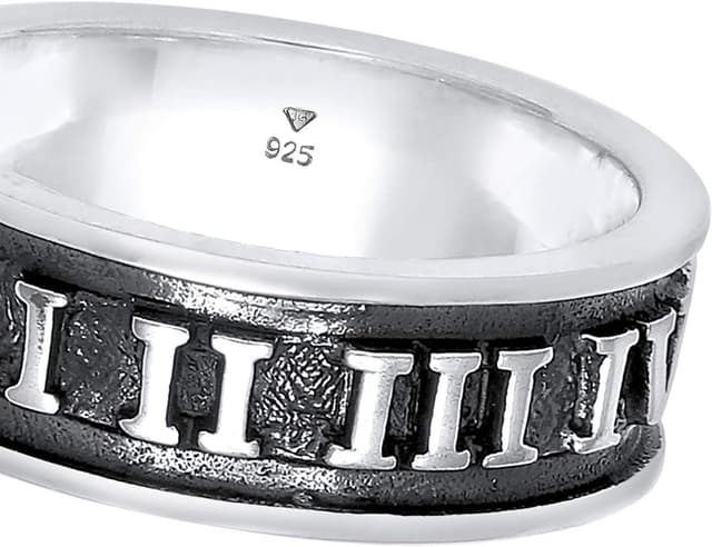 Detalle de Kuzzoi Anello da uomo in argento Sterling 925 ossidato con numeri romani (stile romano antico) misura 60–66