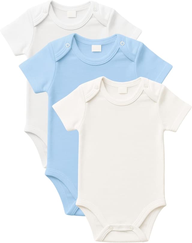 Detalle de rise&Raba Baby Bodysuit 3 Pack (0–4 years) in 100% Organic Cotton