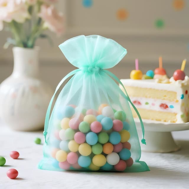 Thumbnail 5 de jijAcraft Türkis Organzasäckchen 10x15 cm