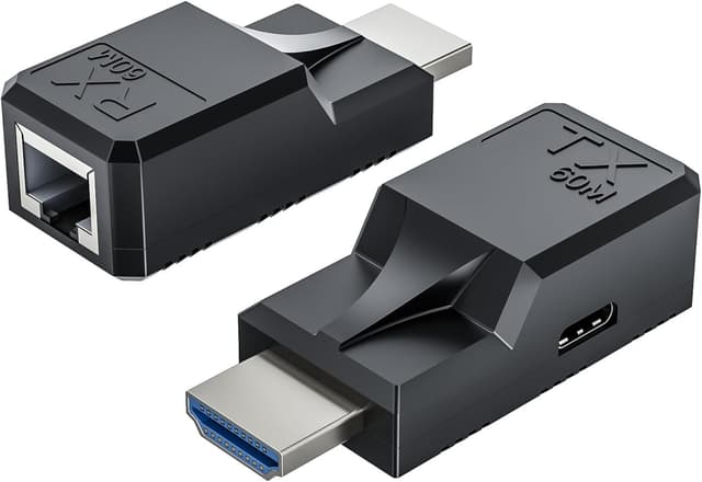Detalle 1 de BolAAzuL 1080p HDMI auf RJ45 Extender Adapter für Cat5e/6/7 bis 60 m (HDMI TX/RX, 60 Hz)