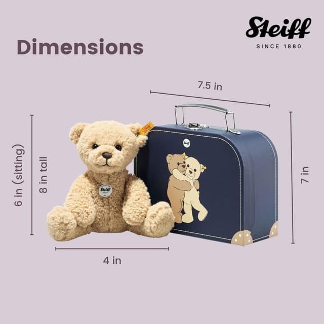 Detalle 2 de Steiff Ben 21cm beige teddy bear in suitcase (Steiff 114021)
