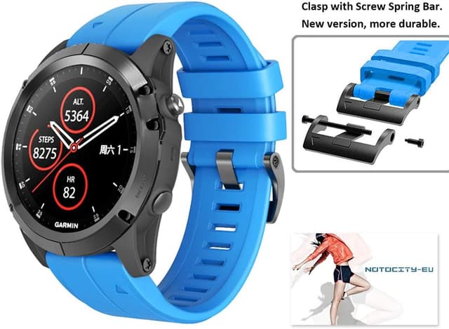 Thumbnail 6 de Bracelet NotoCity en silicone (26 mm, ajustement rapide) pour Garmin Fenix 5X/6X/7X/8 51 mm – bleu