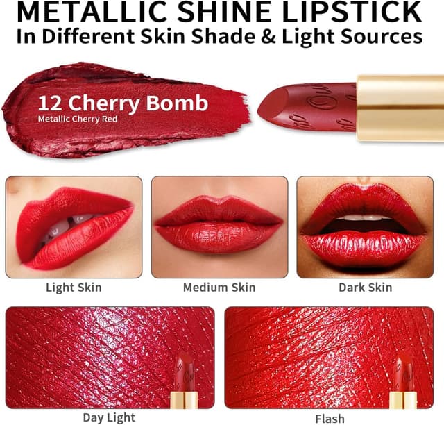 Thumbnail 4 de OULAC Red Metallic Lipstick Kit 3pcs