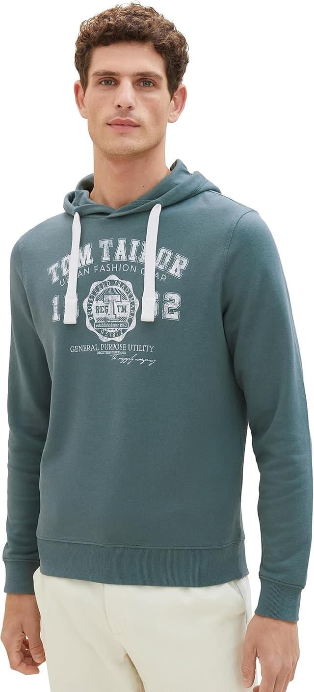 Thumbnail 6 de TOM TAILOR Cappuccio Basic Hoodie da uomo con stampa logo