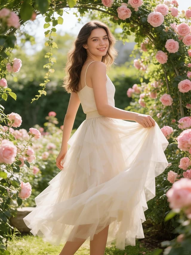 Thumbnail 3 de Girstunm Tüllrock Midi Hoch Tailliert