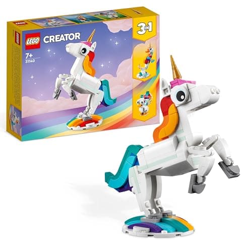 Detalle de LEGO Creator 3 en 1 Unicornio Mágico (31140): unicornio transformable en caballito de mar o pavo real