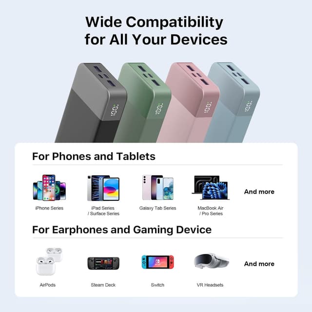 Thumbnail 6 de NOBIS Batterie Externe 65W 20000mAh (PD/QC) à 4 ports avec écran digital