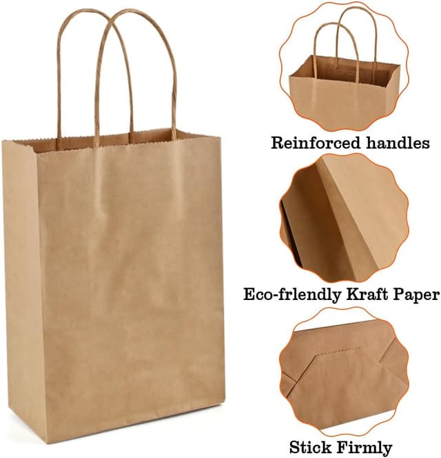 Detalle de 100Stück Kraftpapier Geschenktaschen mit Henkel