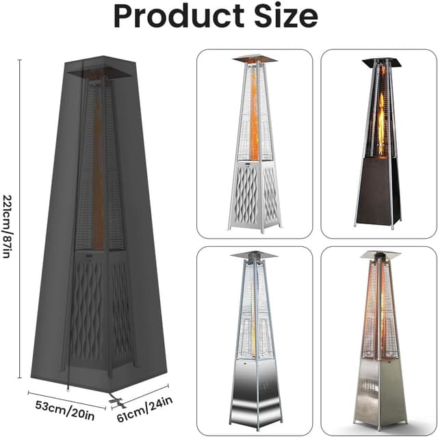 Detalle de AOOWU housse de chauffe-patio imperméable pour parasol chauffant rond (221 × 61 × 53 cm)