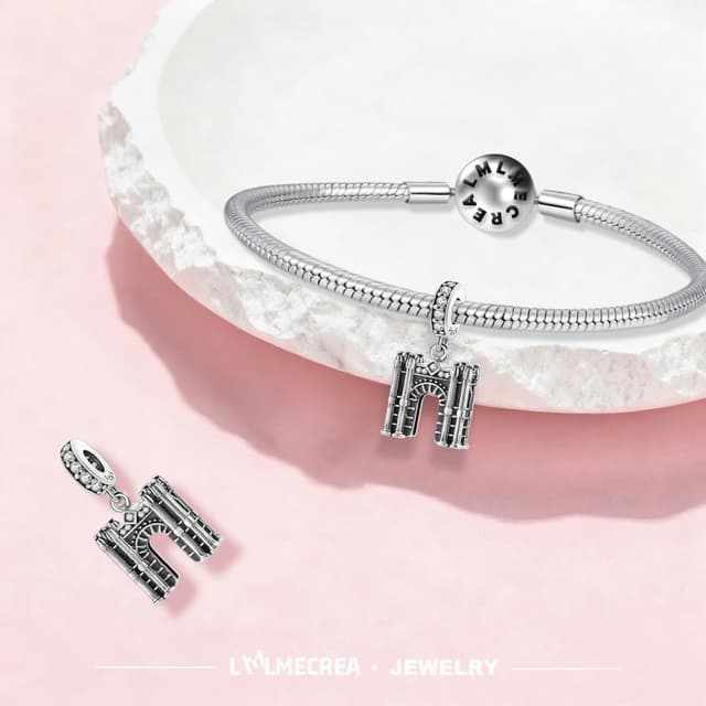 Detalle de LMLMECREA Charms Anhänger aus 925 Sterling Silber – Reise-/Glücksbringer für europäische Armbänder