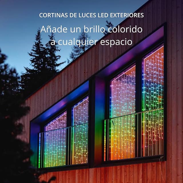 Detalle 2 de Twinkly Curtain 210 LED RGB y Blanco 🌈✨ Luces inteligentes IP44