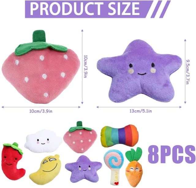 Detalle 2 de BRTNUP 8 Pack Dog Squeaky Toys for Puppy — plush squeaky chew toys for small to medium dogs