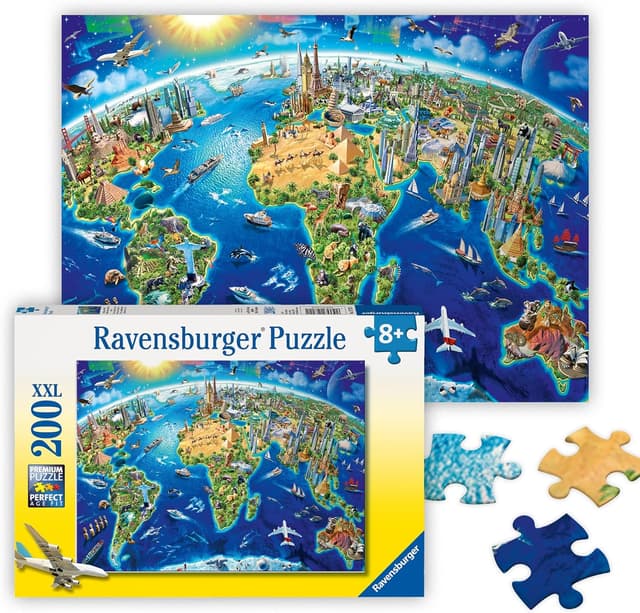 Detalle de Ravensburger World Landmarks Map Jigsaw 200 pieces