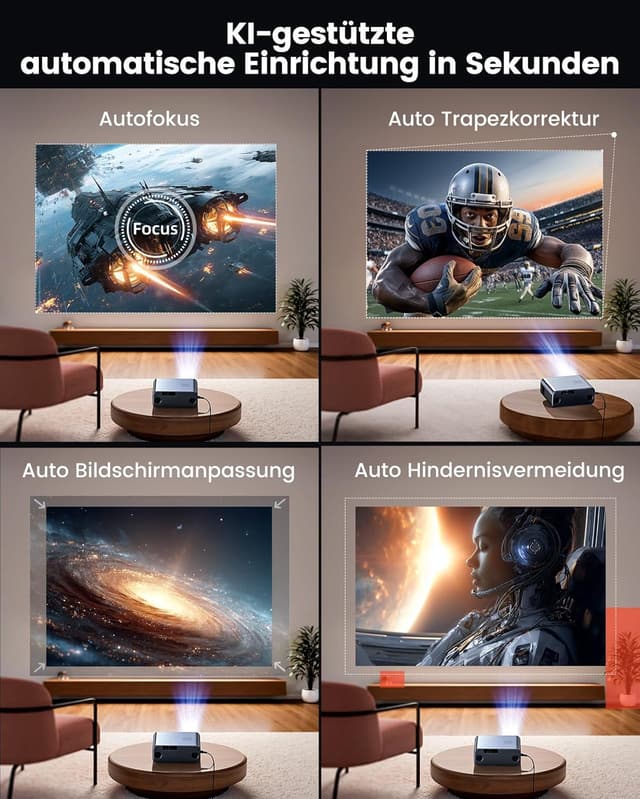 Detalle 2 de 4K Beamer mit Google TV & Netflix/Disney+, Dolby Audio, 1000 ANSI Smart Beamer 4K Autofokus Trapezkorrektur, HDR10, Sprachsteuerung, WiFi Bluetooth Full HD 1080P Heimkino/Outdoor Projektor HDMI ARC
4K Beamer mit Google TV & Netflix/Disney+, Dolby Au…