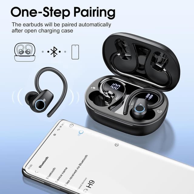 Detalle de Wireless Sports Earbuds with Bluetooth 5.3, ENC Mic & IP7 Waterproof (In-ear, LED case)