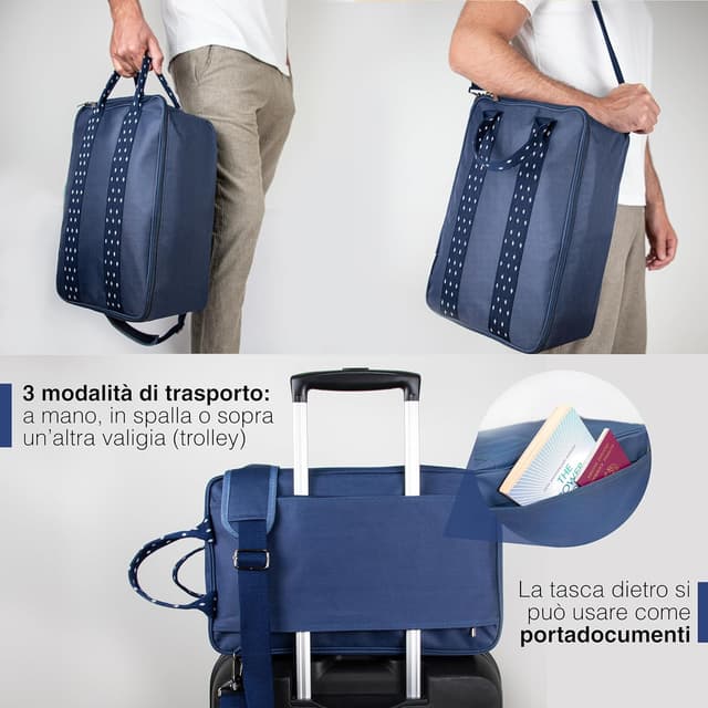 Detalle de Sàkura Borsa da Viaggio 40x20x25 Ryanair, bagaglio a mano con fascia per trolley e scomparti