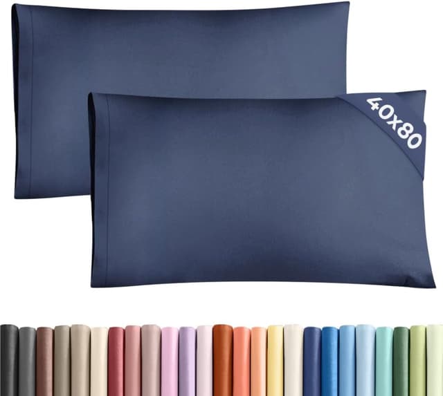 Detalle de Taie d’oreiller 40x80 cm lot de 2 bleu marine en microfibre doublement brossée