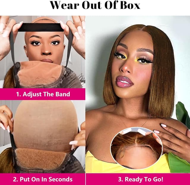 Detalle 2 de Perruque femme light brown bob 12 pouces