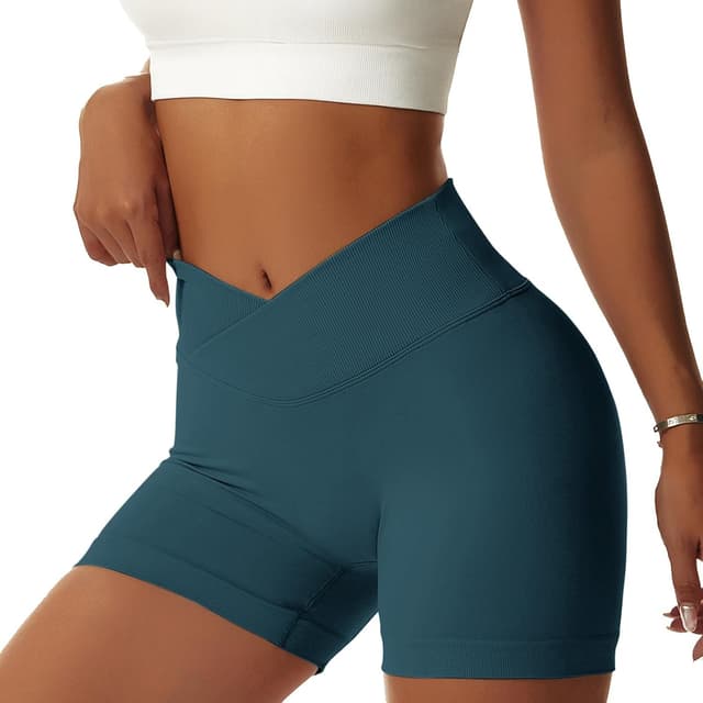 Detalle de Vertvie Damen Gym Shorts V Cross Stretch Push Up – High Waist, nahtlos & 4-Wege-Stretch für Workout, Yoga & Alltag
