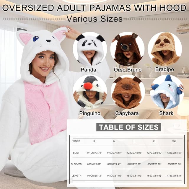 Detalle de Luojida Combinaison Pyjama pilou pilou unisexe type kigurumi avec poches et chapeau
