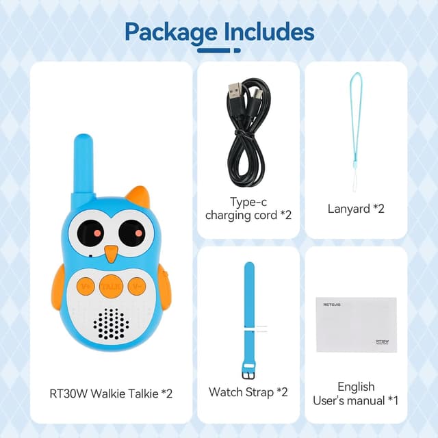 Detalle de Retevis RT30W Walkie Talkie Bambini (RT30W) ricaricabili con occhi LED