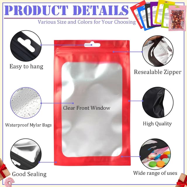 Detalle de Mylar Zip-Beutel 10x15 cm, 100 Stück