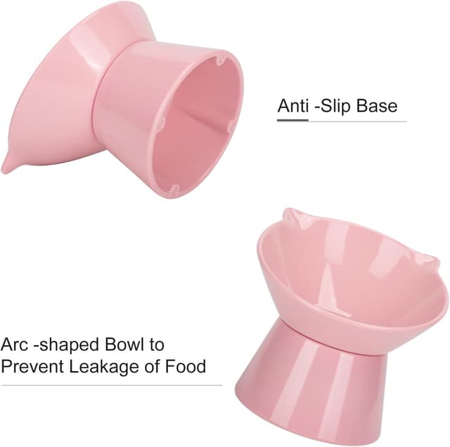 Detalle de Katzennapf Futternapf Katze erhöht mit 15° Neigung – Anti-Erbrechen, MF-Harz, Rosa