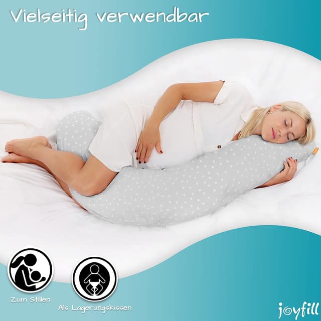 Detalle de joyfill® Stillkissen Mikroperlen 190 cm – Schwangerschafts- & Stillkissen XXL, nachfüllbar, Made in Germany