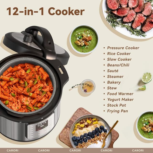 Detalle 2 de 12-in-1 Electric Pressure Cooker (8 Quart) Multi-Cooker with Non-Stick Ceramic Pot, 1200W
