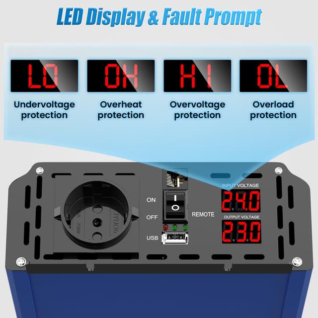 Detalle de Inverter 24V 220V onda pura 2000W
