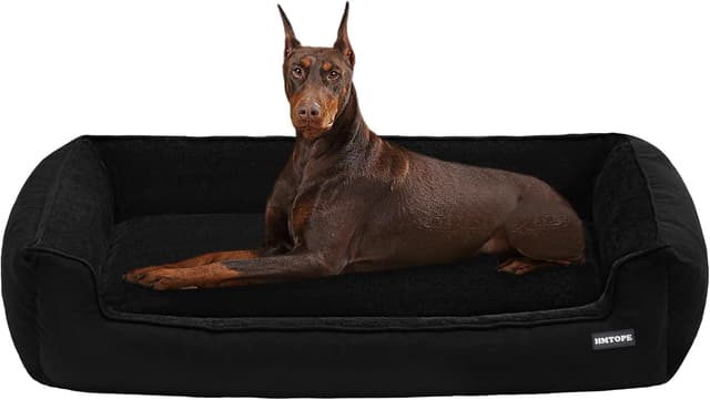 Detalle de HMTOPE Hundebett / Hundesofa 120 x 90 cm, abnehmbar und waschbar, schwarz