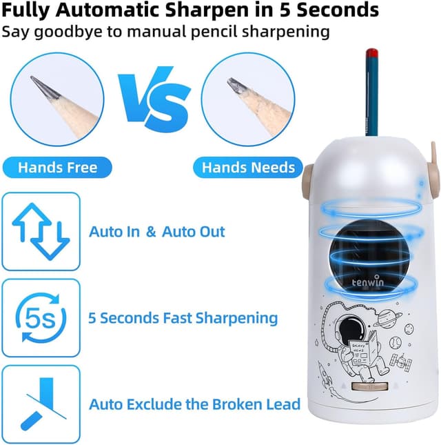 Detalle de tenwin automatic pencil sharpener, 2000mAh