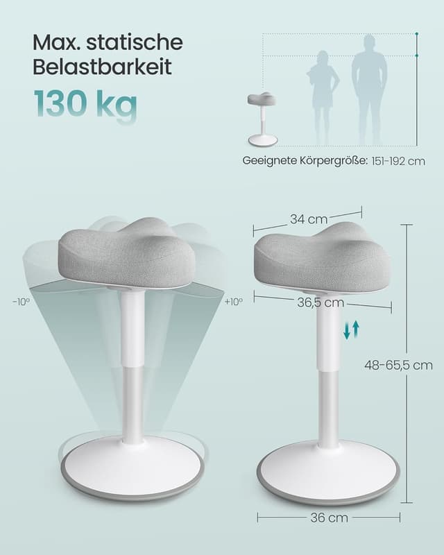 Detalle de Höhenverstellbarer SONGMICS Stehhocker 48-65,5 cm
