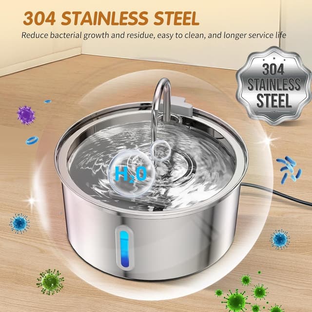 Detalle de tomxcute TOMXCUTE 3.2L Stainless Steel Cat Water Fountain with Visible Water Level