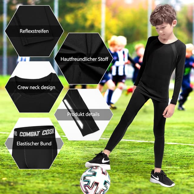 Detalle 2 de Fengzio Set intimo termico per bambini traspirante e rapida asciugatura