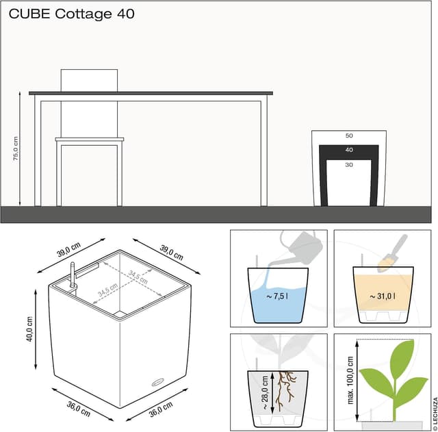 Thumbnail 3 de Lechuza Cube Cottage 40 Pflanzgefäß