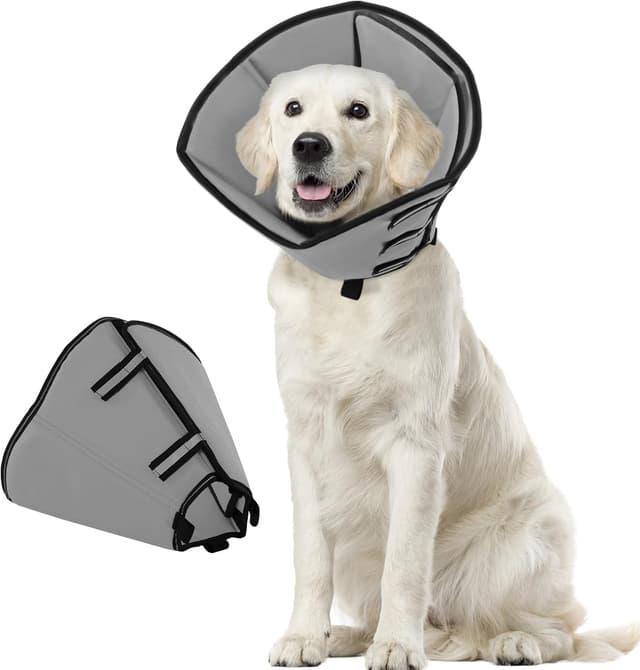 Detalle de PUZAUKAL weicher Halskragen für Hunde nach OP – verstellbarer Anti-Leckschutz (Grau, XL)