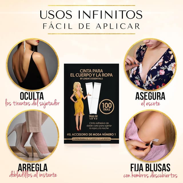 Thumbnail 4 de Cinta doble cara ropa y piel 100 unidades