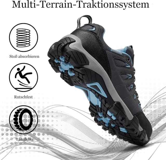 Detalle de SHULOOK Damen Wanderschuhe wasserdicht & leicht – rutschfeste Outdoor-Trekkingschuhe fürs Gelände