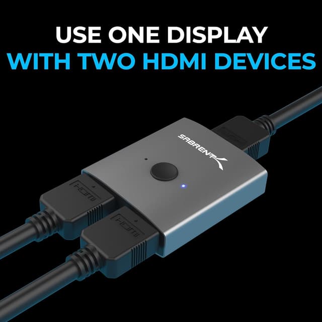 Detalle de SABRENT HDMI Switch 2-in-1 (DA-HSW2) for 4K 60Hz, Bi-Directional aluminium selector